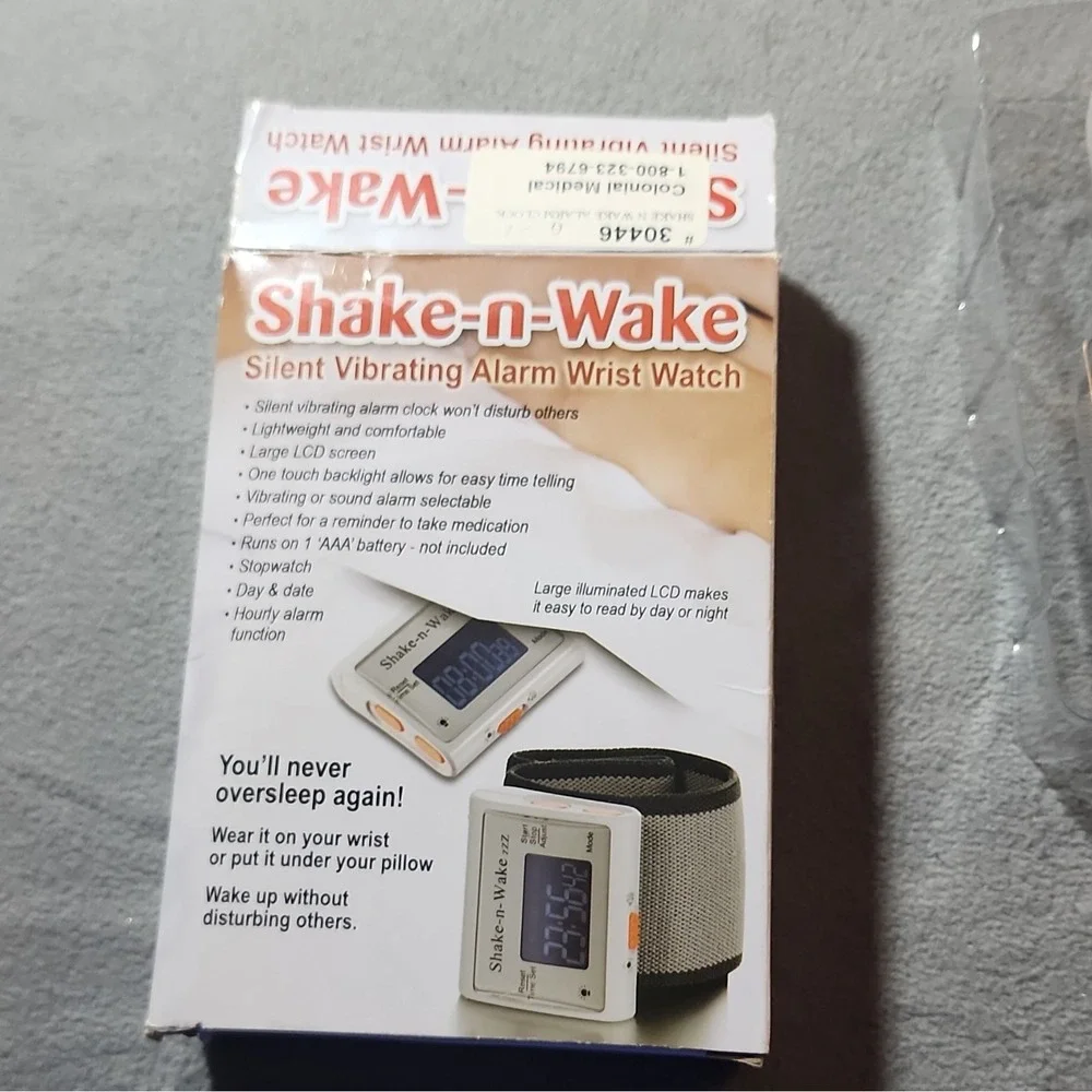 Tech Tools Shake-n-Wake Silent Vibrating Alarm Digital Watch Gray Band